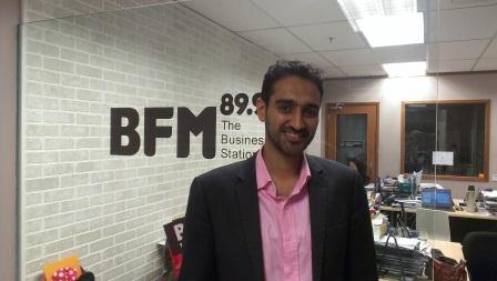 Waleed Aly at BFM radio station during his recent visit to Malaysia.